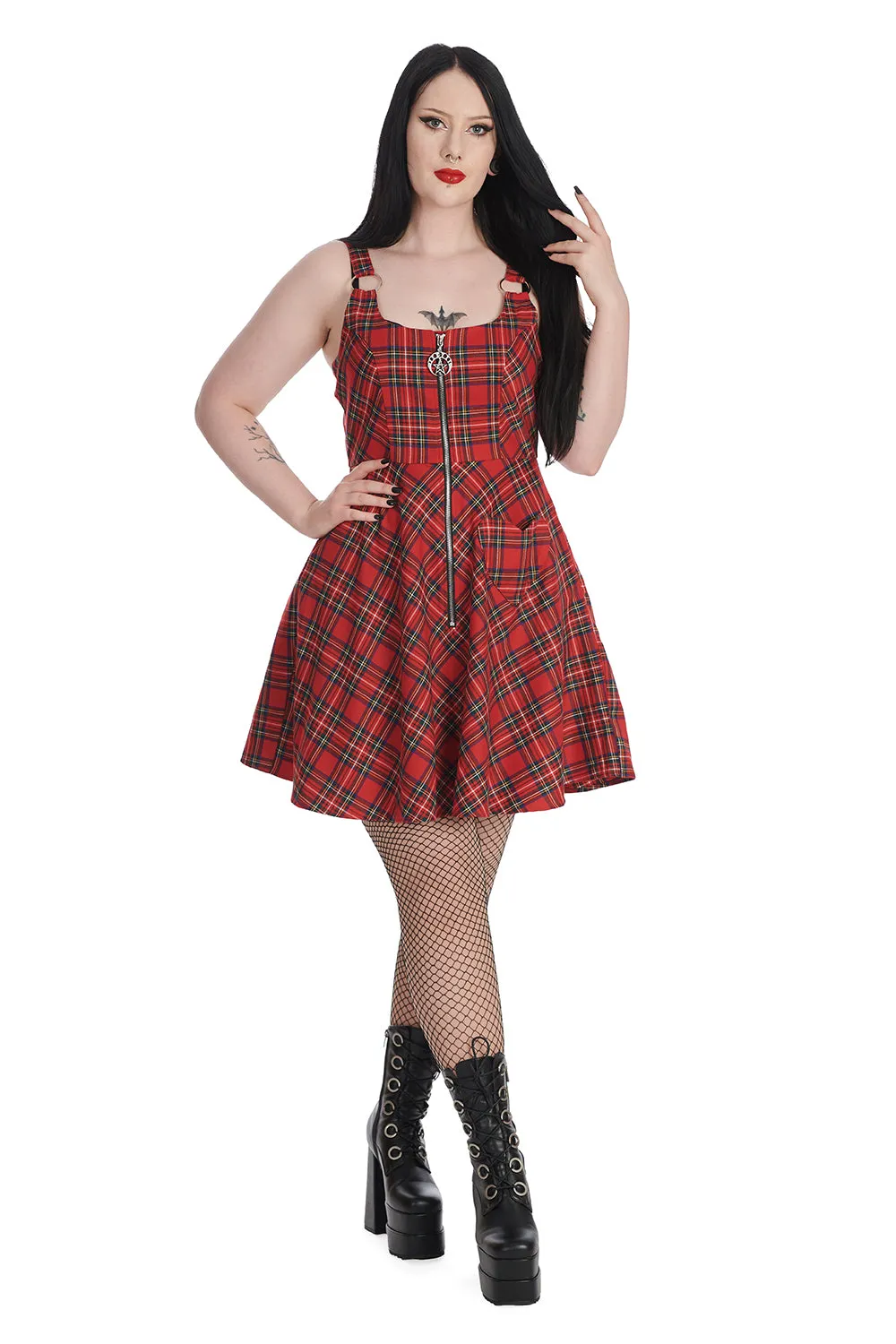 Banned Addison Mini Dress Red Tartan