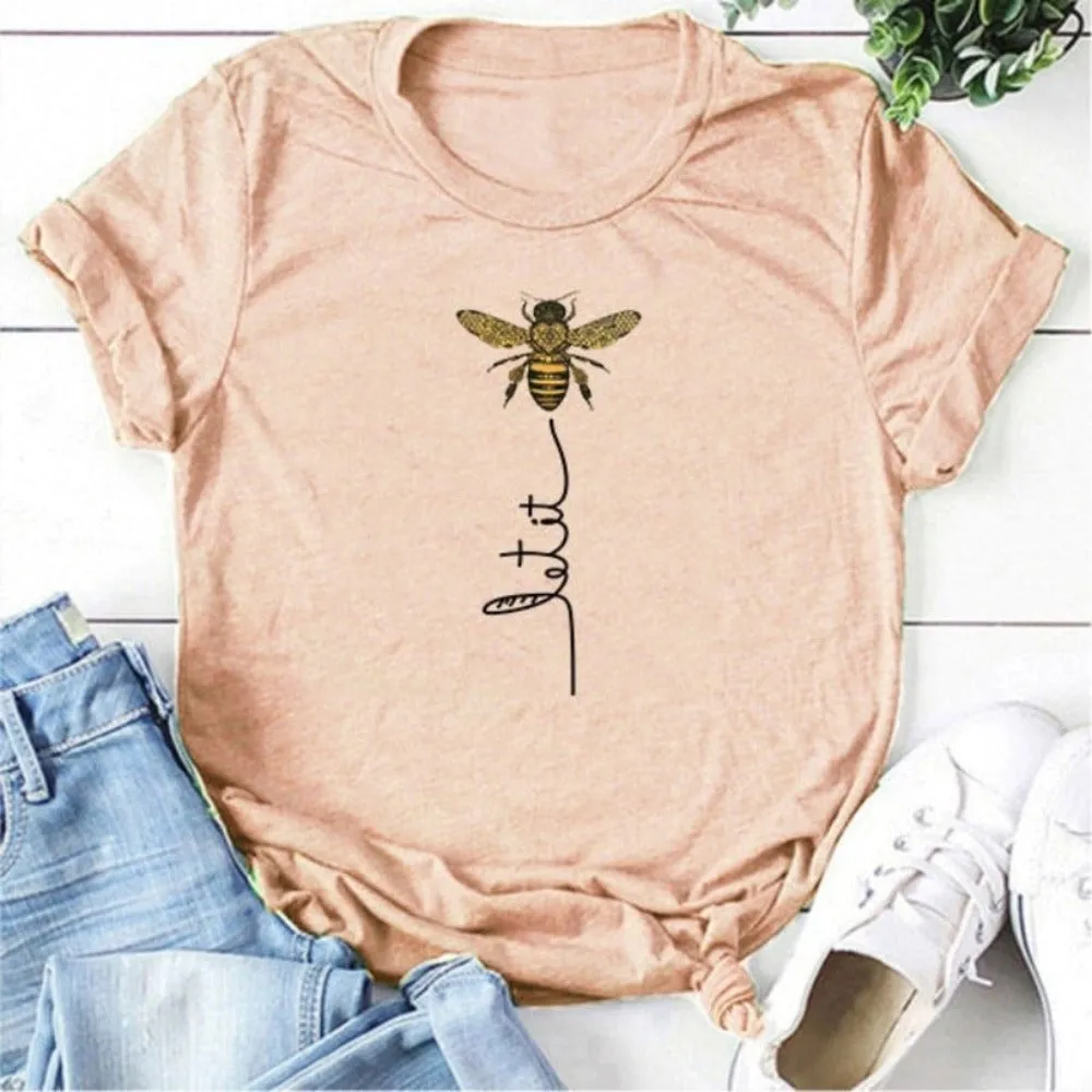 Bee Kind Aesthetics Graphic Short Sleeve Cotton Polyester T Shirt