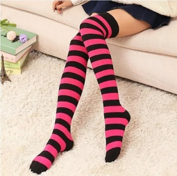 Black Pink Thigh Highs