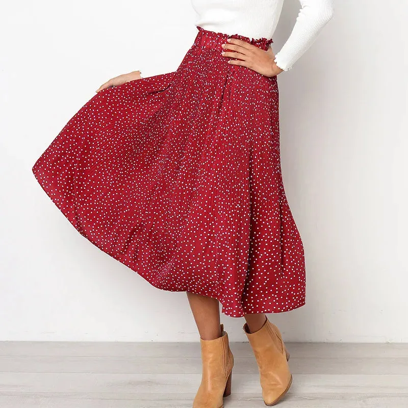 Chiffon Print High Waist Pleated Maxi Skirt