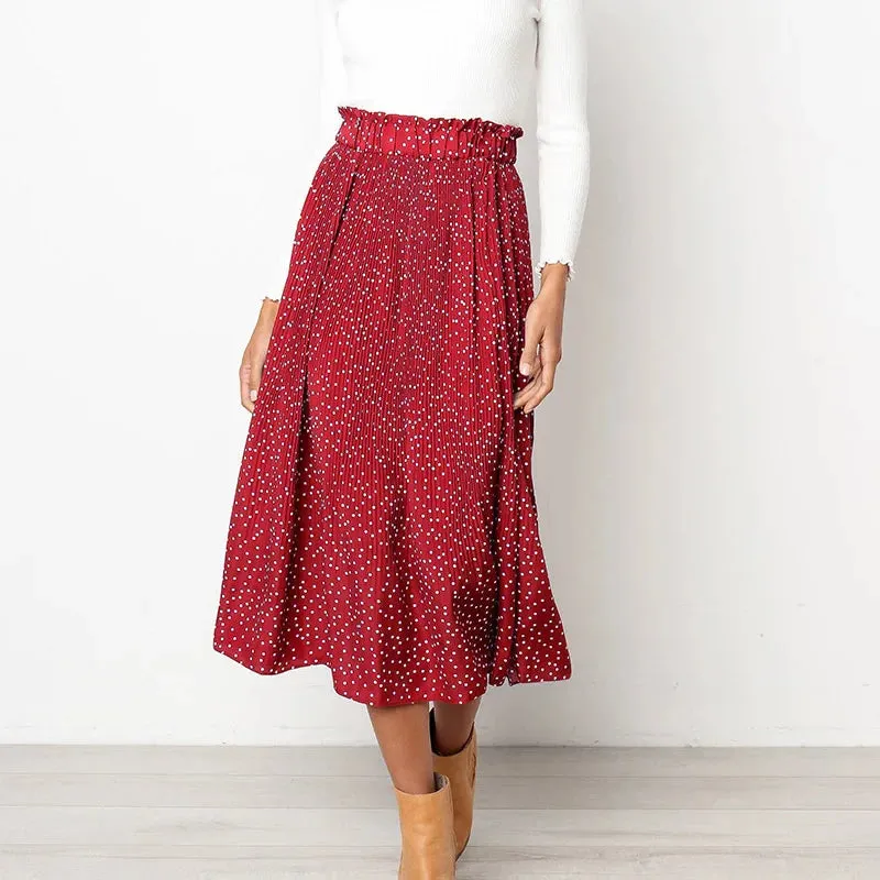 Chiffon Print High Waist Pleated Maxi Skirt