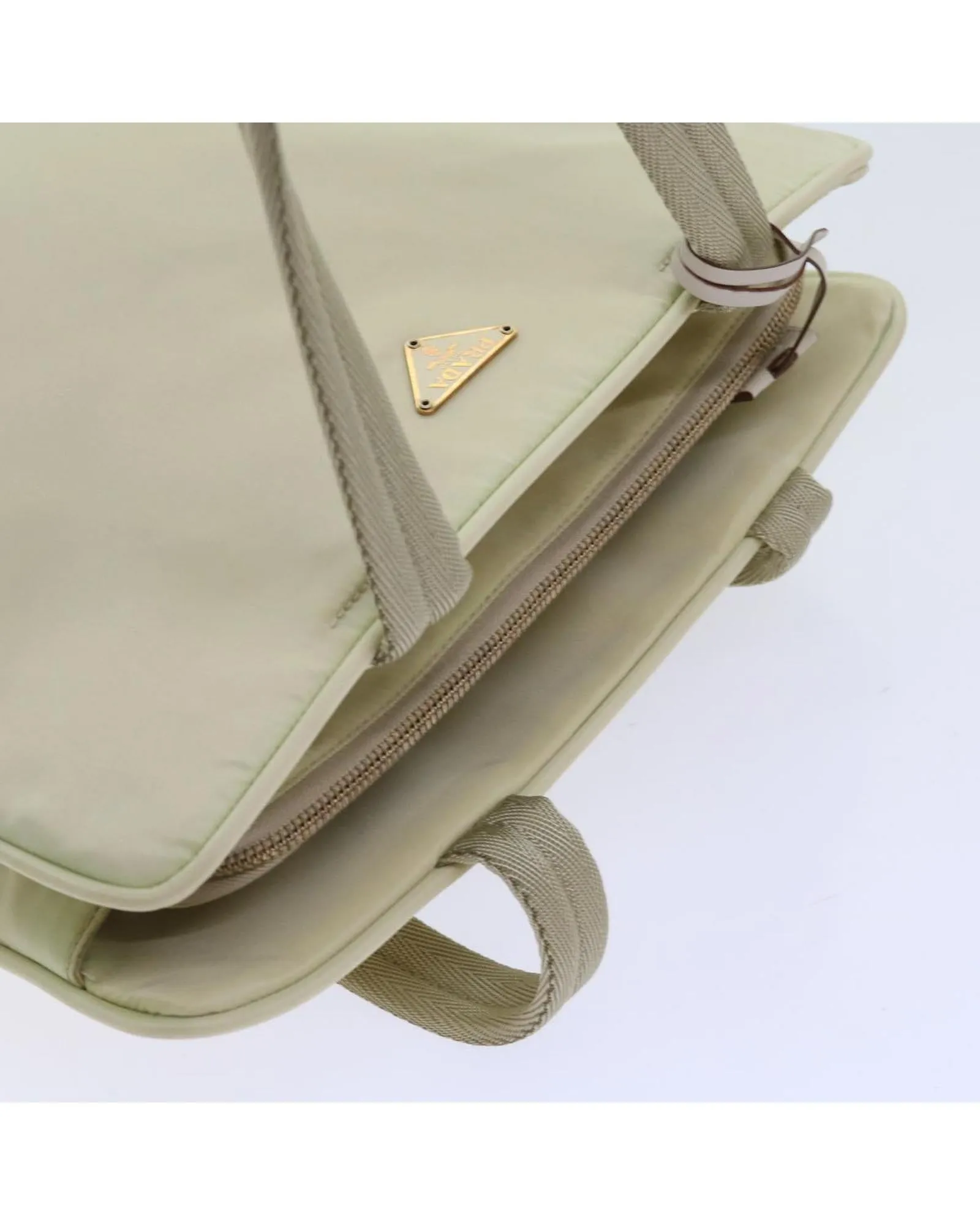 Cream Nylon Hand Bag with Clochette