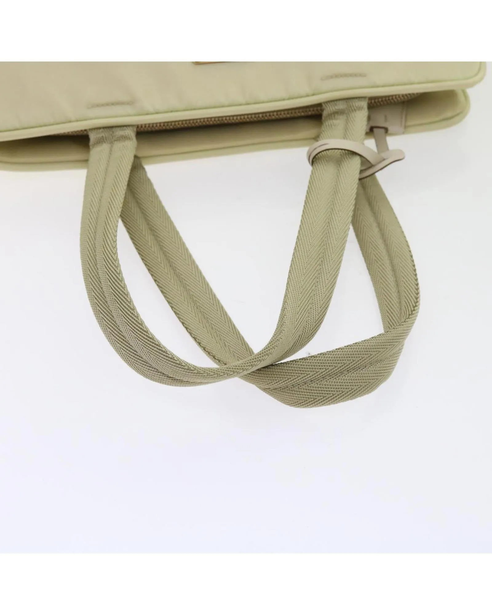 Cream Nylon Hand Bag with Clochette