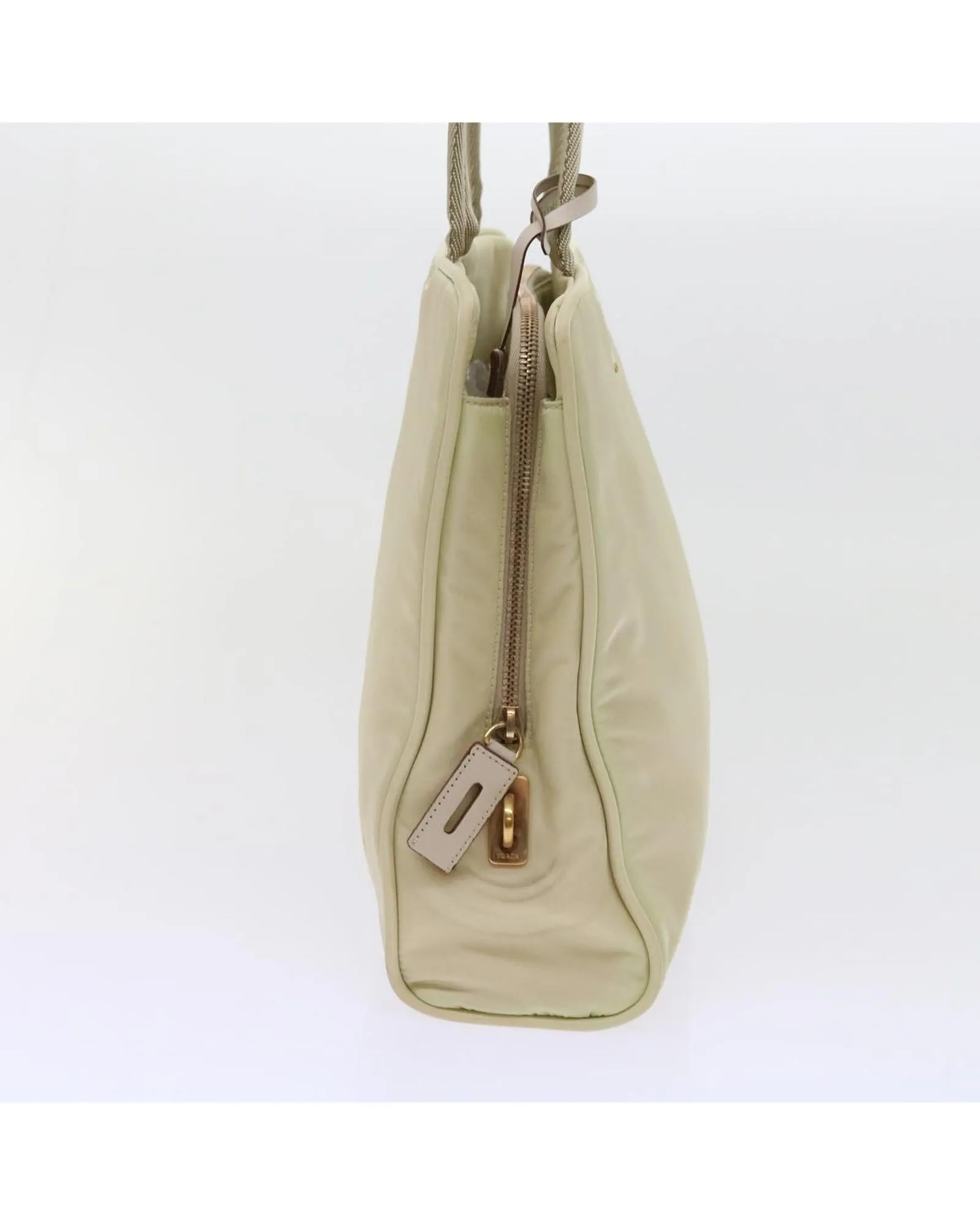 Cream Nylon Hand Bag with Clochette