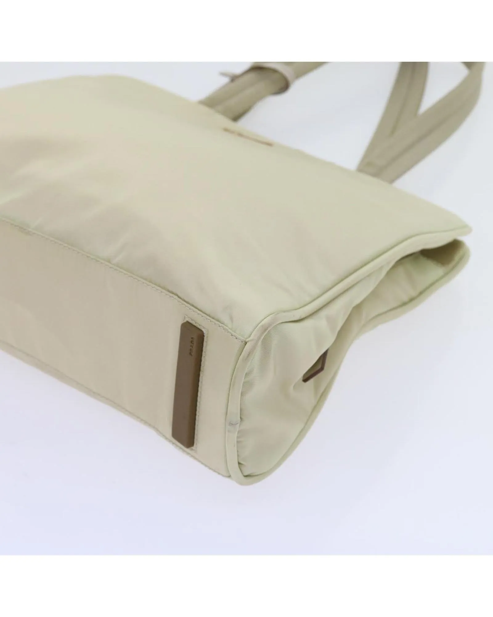 Cream Nylon Hand Bag with Clochette