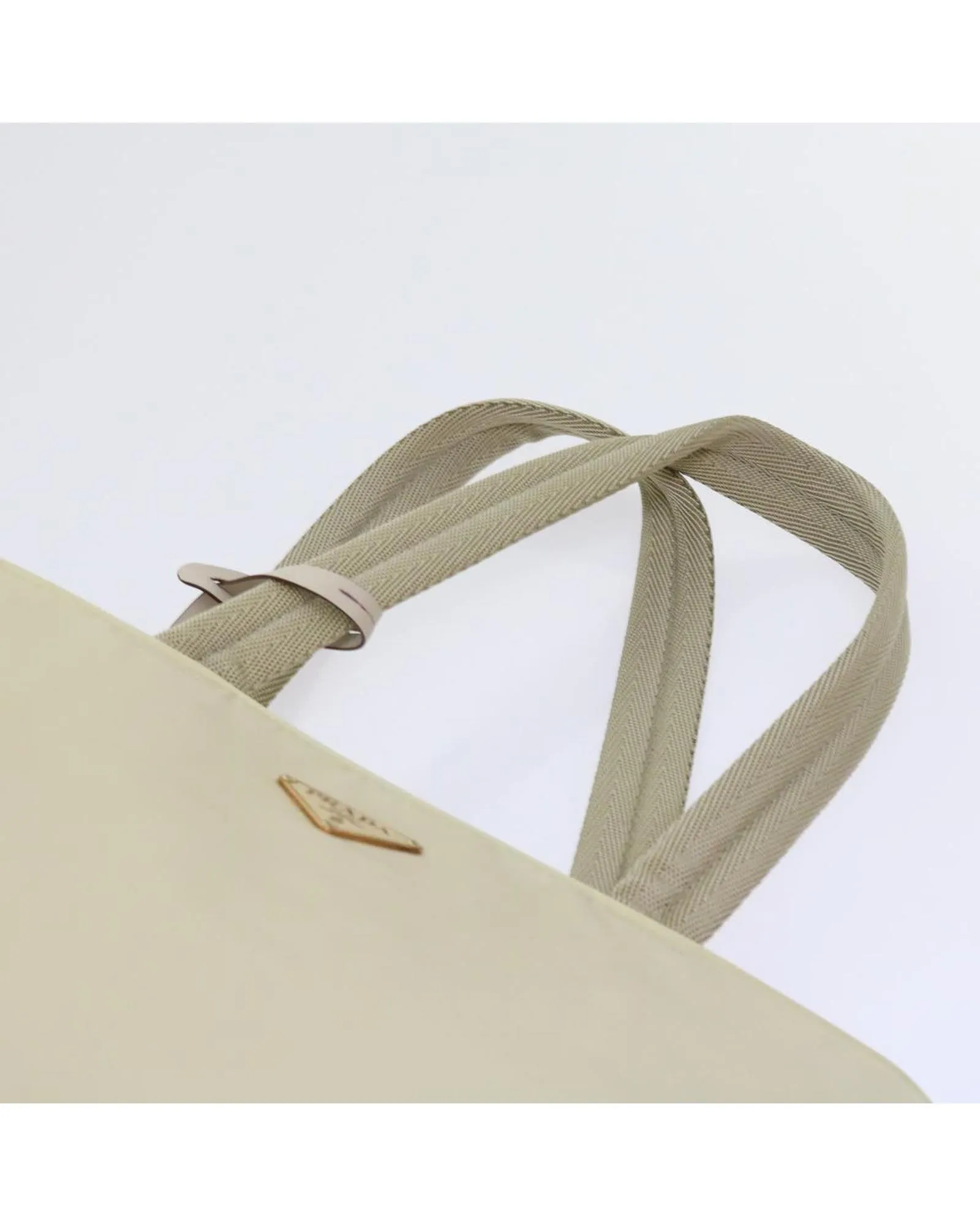 Cream Nylon Hand Bag with Clochette