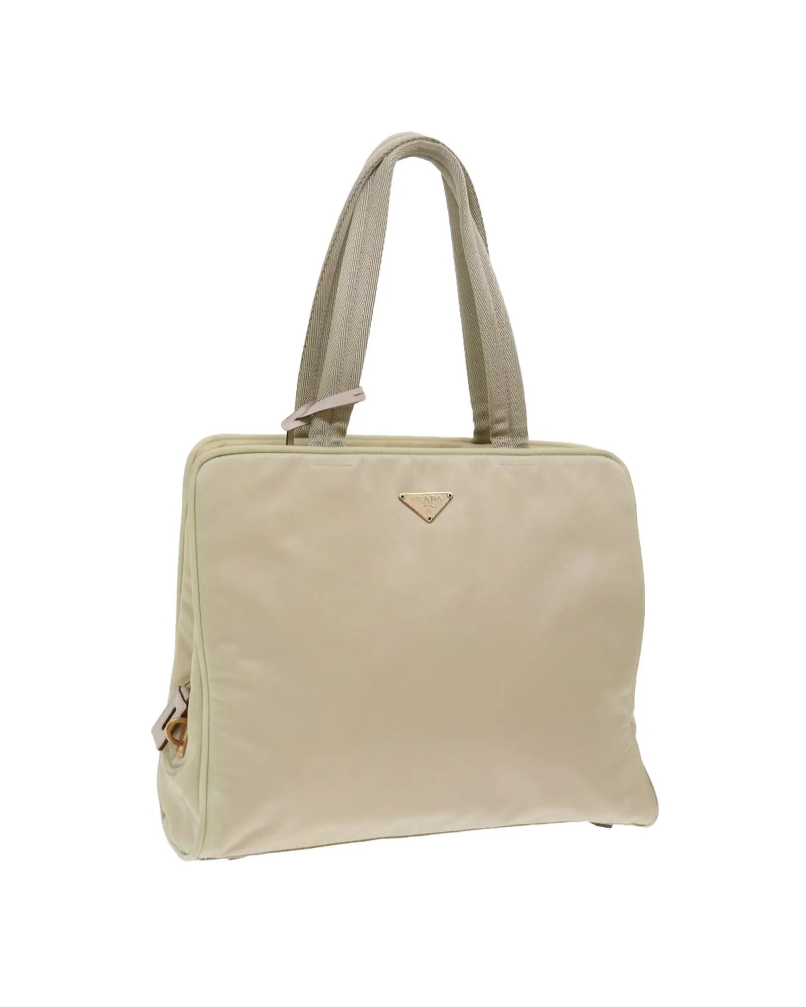 Cream Nylon Hand Bag with Clochette