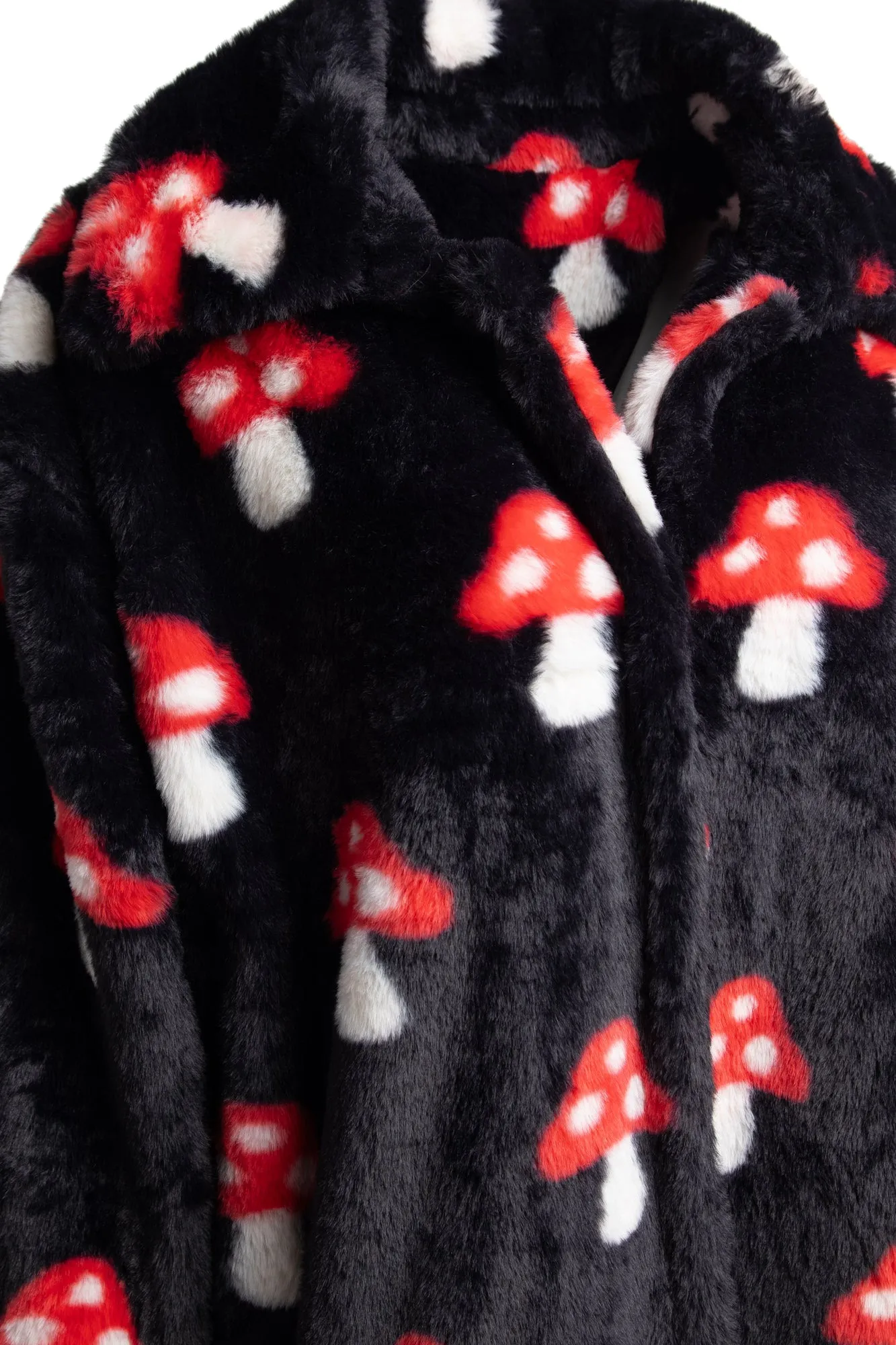 Daisy Street Fur Coat in Mushroom Print