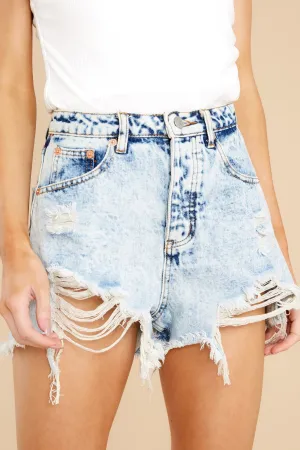 Damsel In Distressed Light Wash Denim Shorts