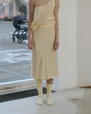 Sophia Yellow Dydine Mid-Length Satin Skirt - EcoVero Sustainable Fabric