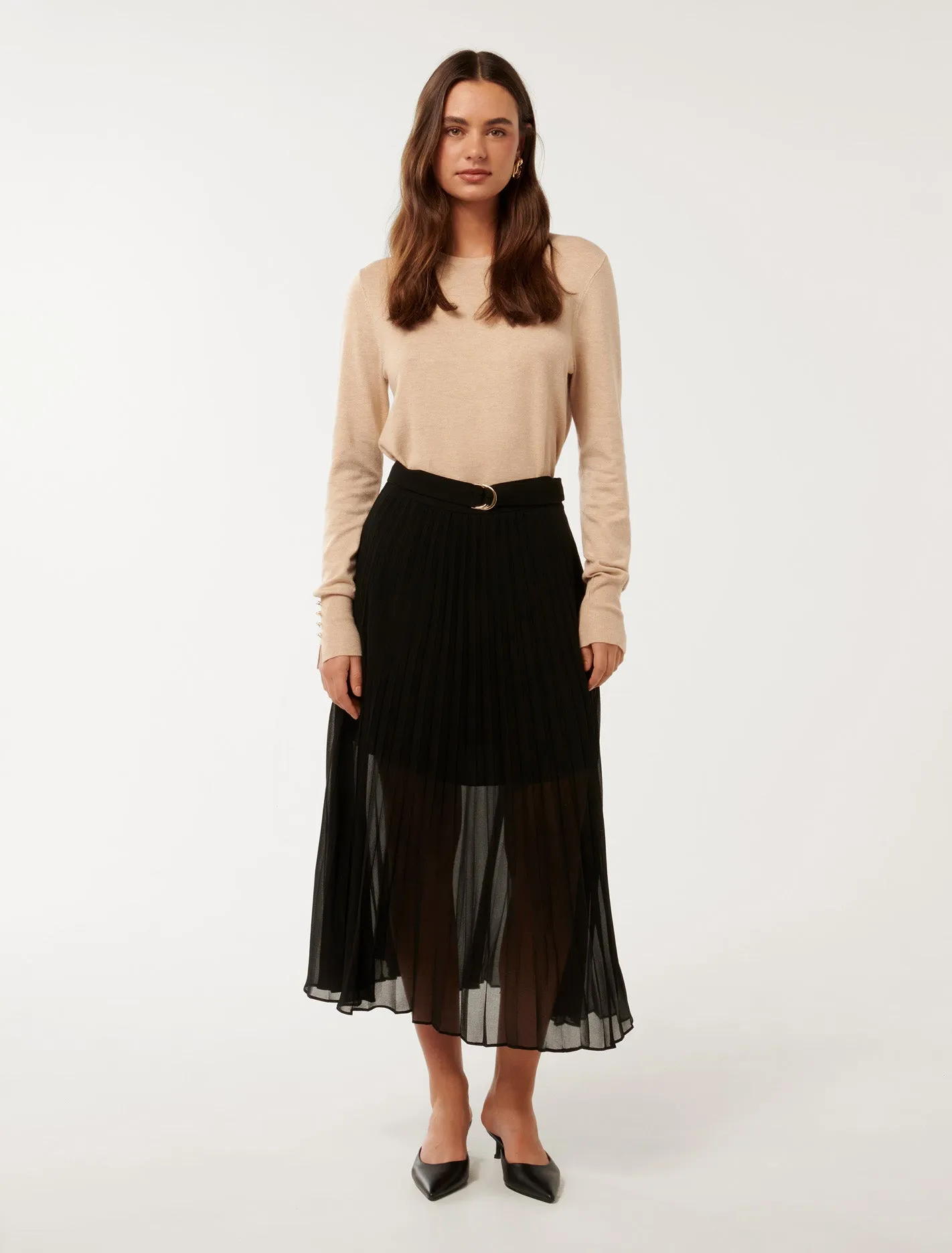 Esme Belted Pleated Skirt