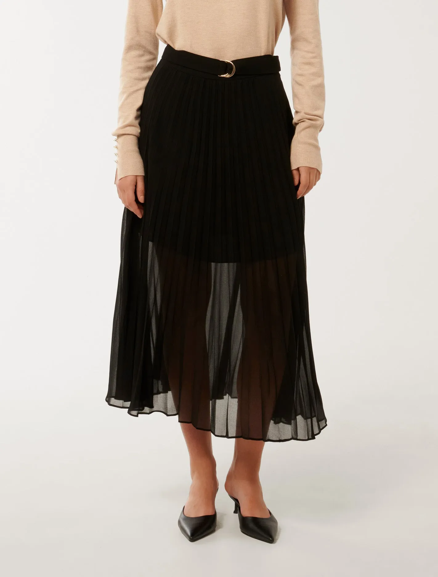 Esme Belted Pleated Skirt