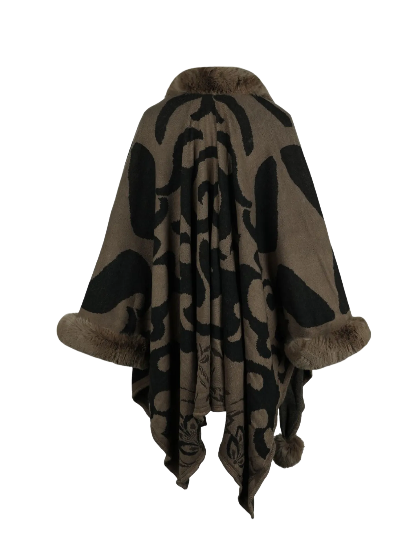 Faux Fur Trim Poncho