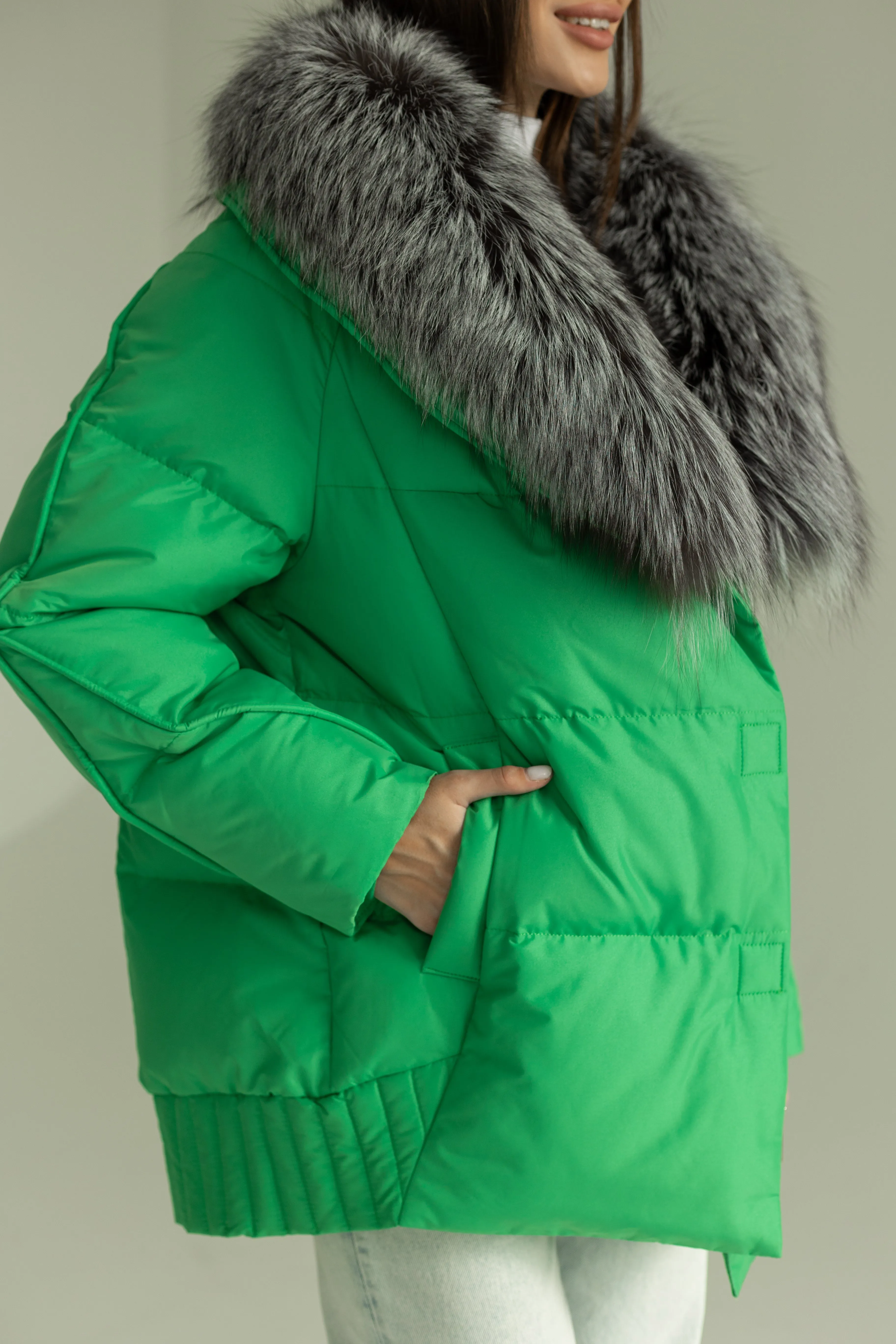 Genuine Silver Fox Down Fill Jacket