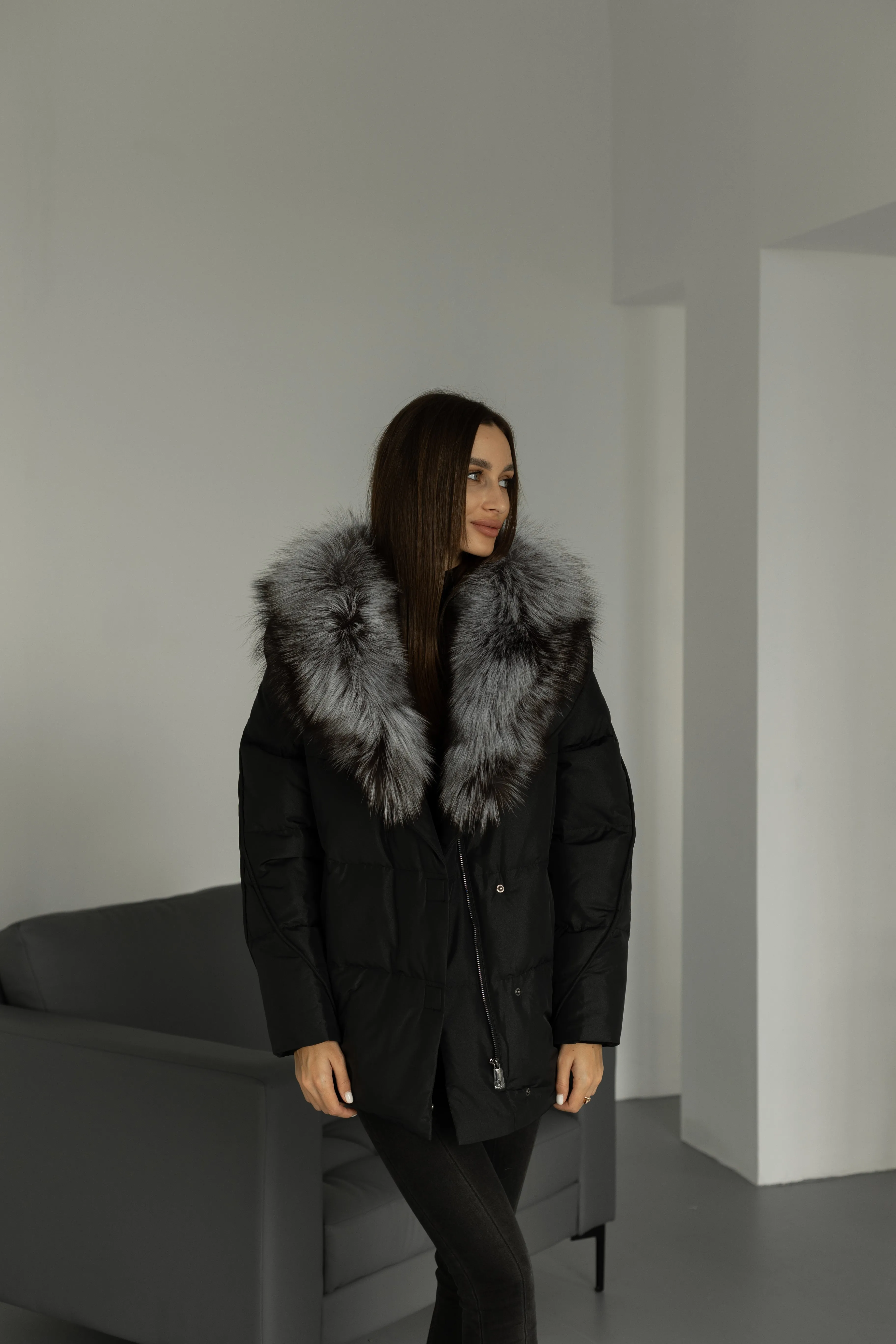 Genuine Silver Fox Down Fill Jacket