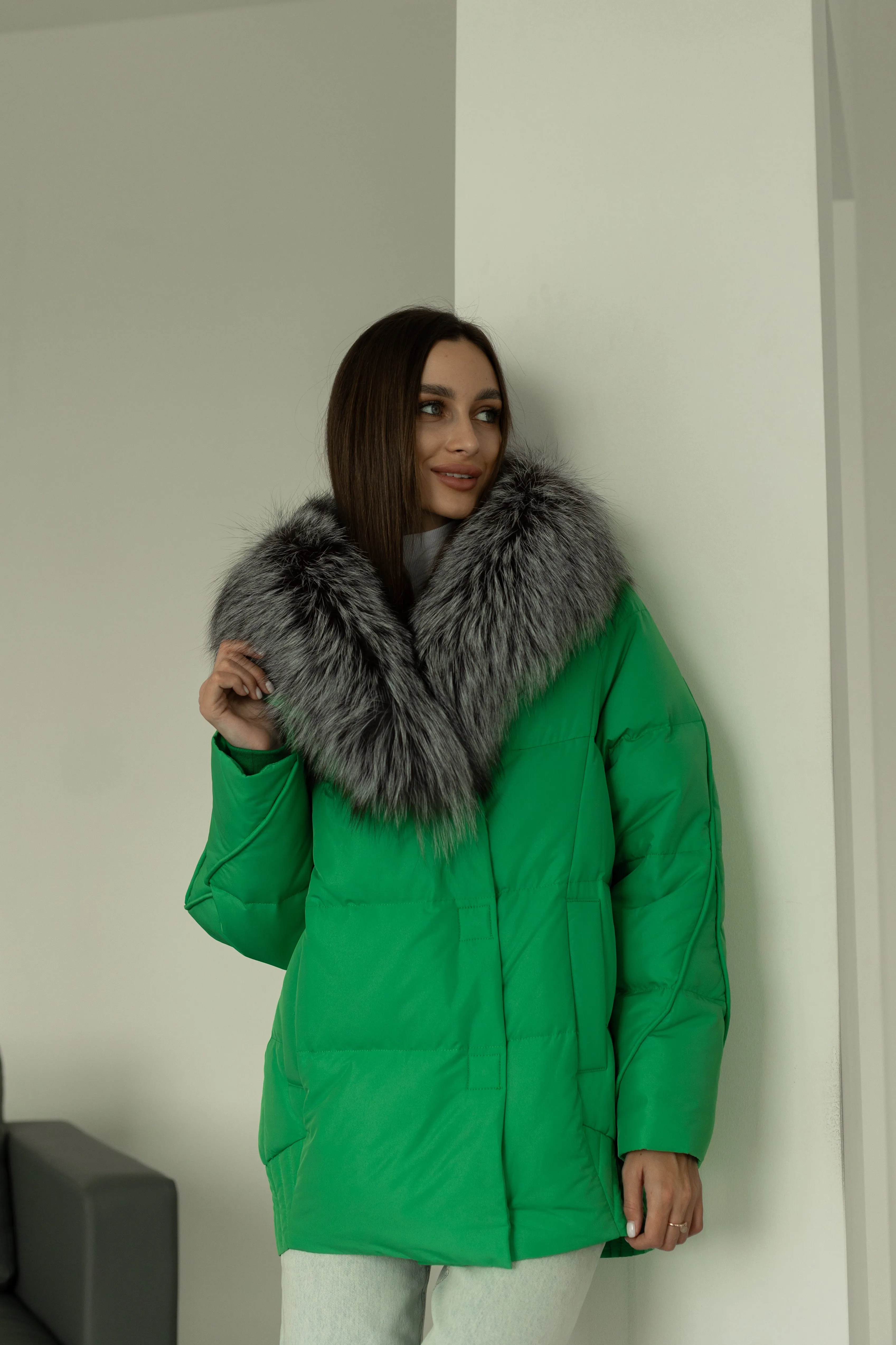 Genuine Silver Fox Down Fill Jacket