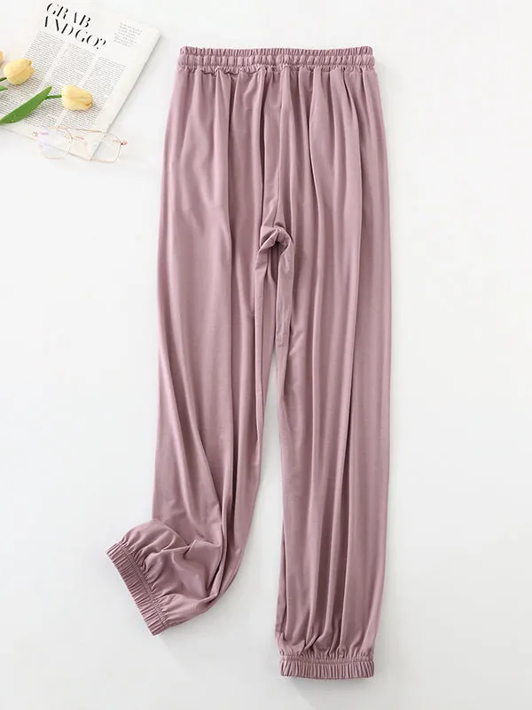 High Waisted Loose Anti-Mosquito Drawstring Elasticity Pleated Pants Yoga Bottoms