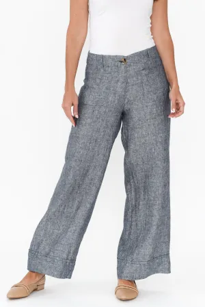 Joss Grey Linen Wide Leg Pants