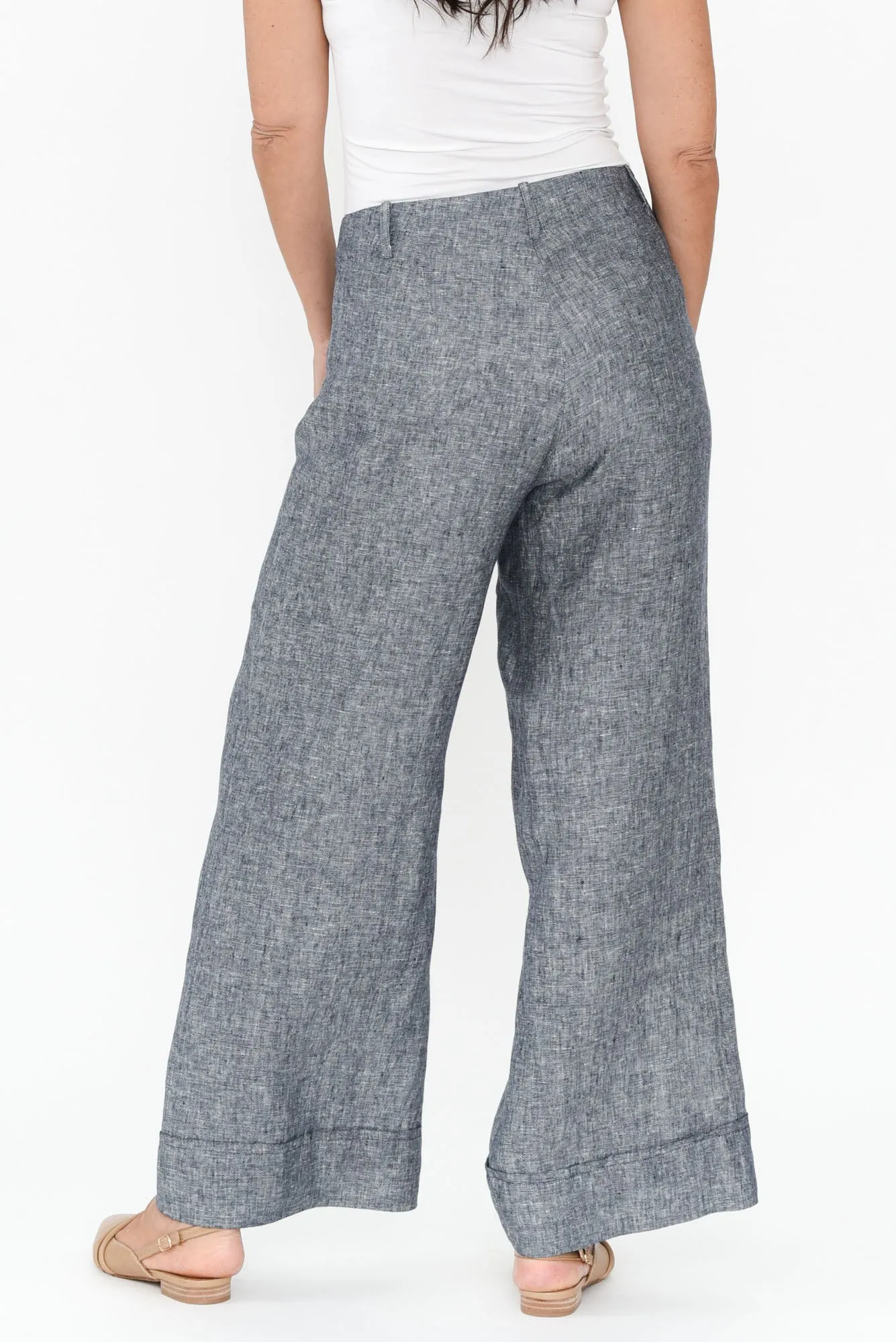 Joss Grey Linen Wide Leg Pants