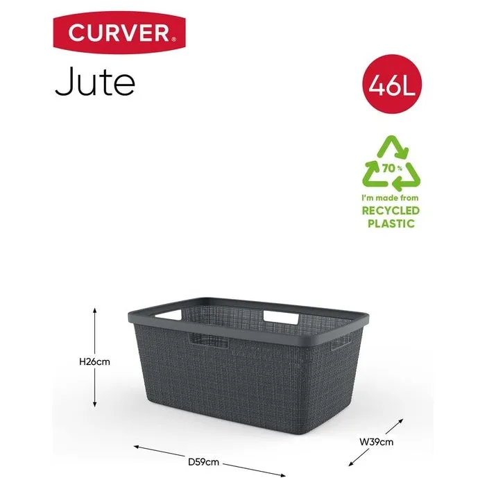 Jute Laundry Basket 46L Dark Grey