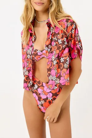 Koa Satin Cover Up Shirt - Tropics