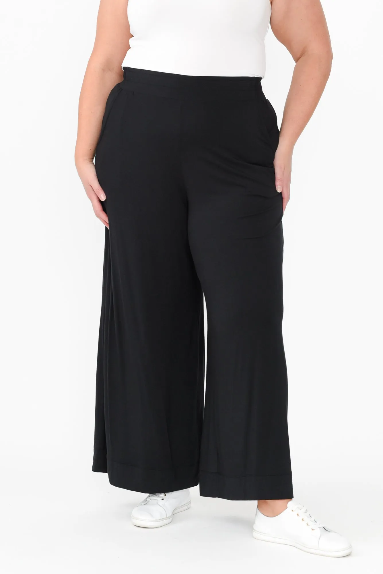 Lola Black Micro Modal Wide Leg Pants