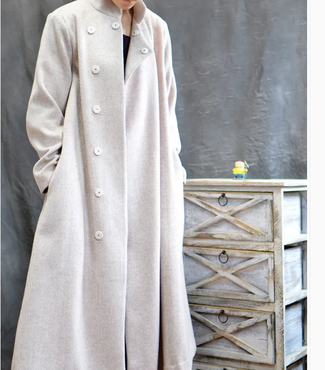 Long Black Women Winter Black Long Women Wool Coat Jacket 1005