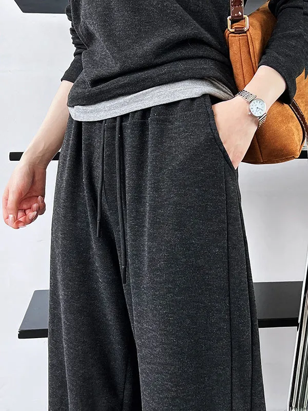 Long Sleeves Buttoned Hooded  T-Shirts Top   Vest Top   Wide Leg Drawstring Elasticity Pants Bottom Three Pieces Set