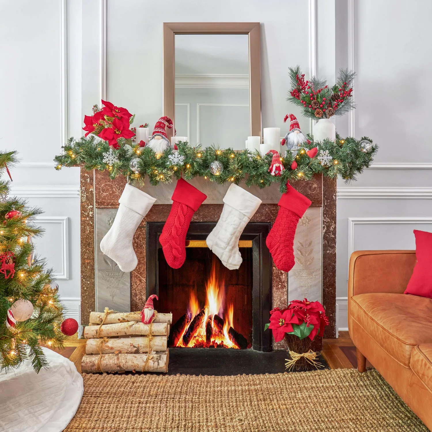 Luxe Faux Fur Plaid Christmas Stocking with Velvet Cuff