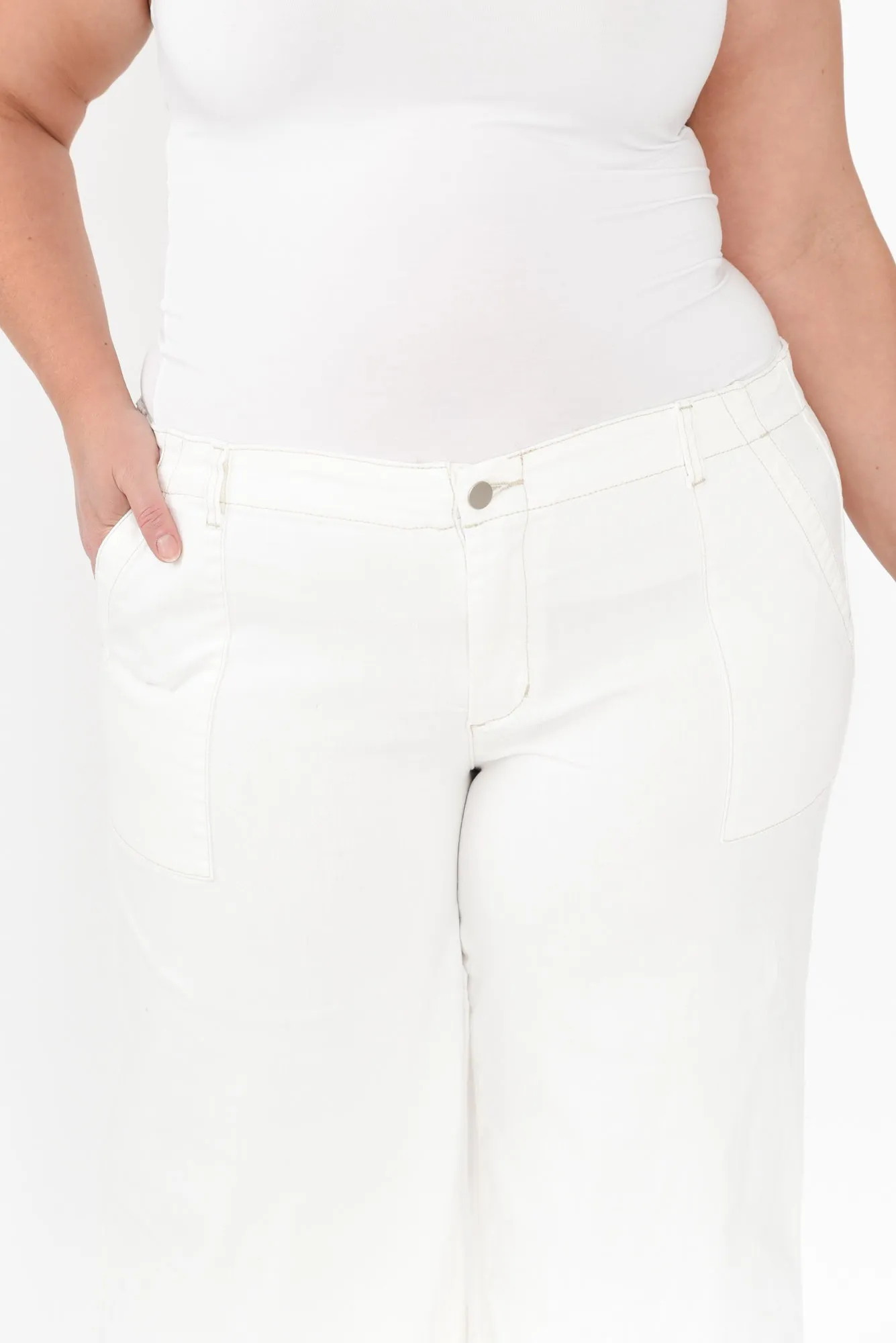 Narcy Ivory Wide Leg Jeans