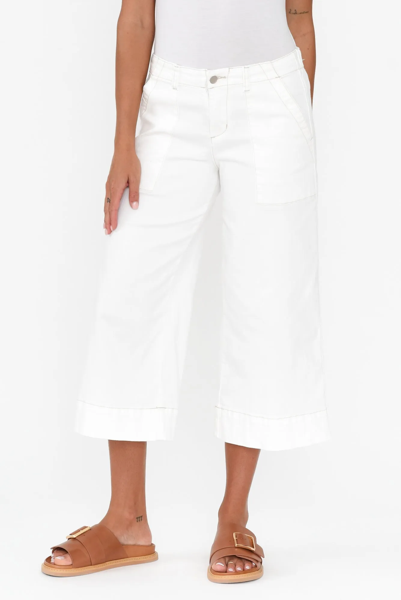 Narcy Ivory Wide Leg Jeans