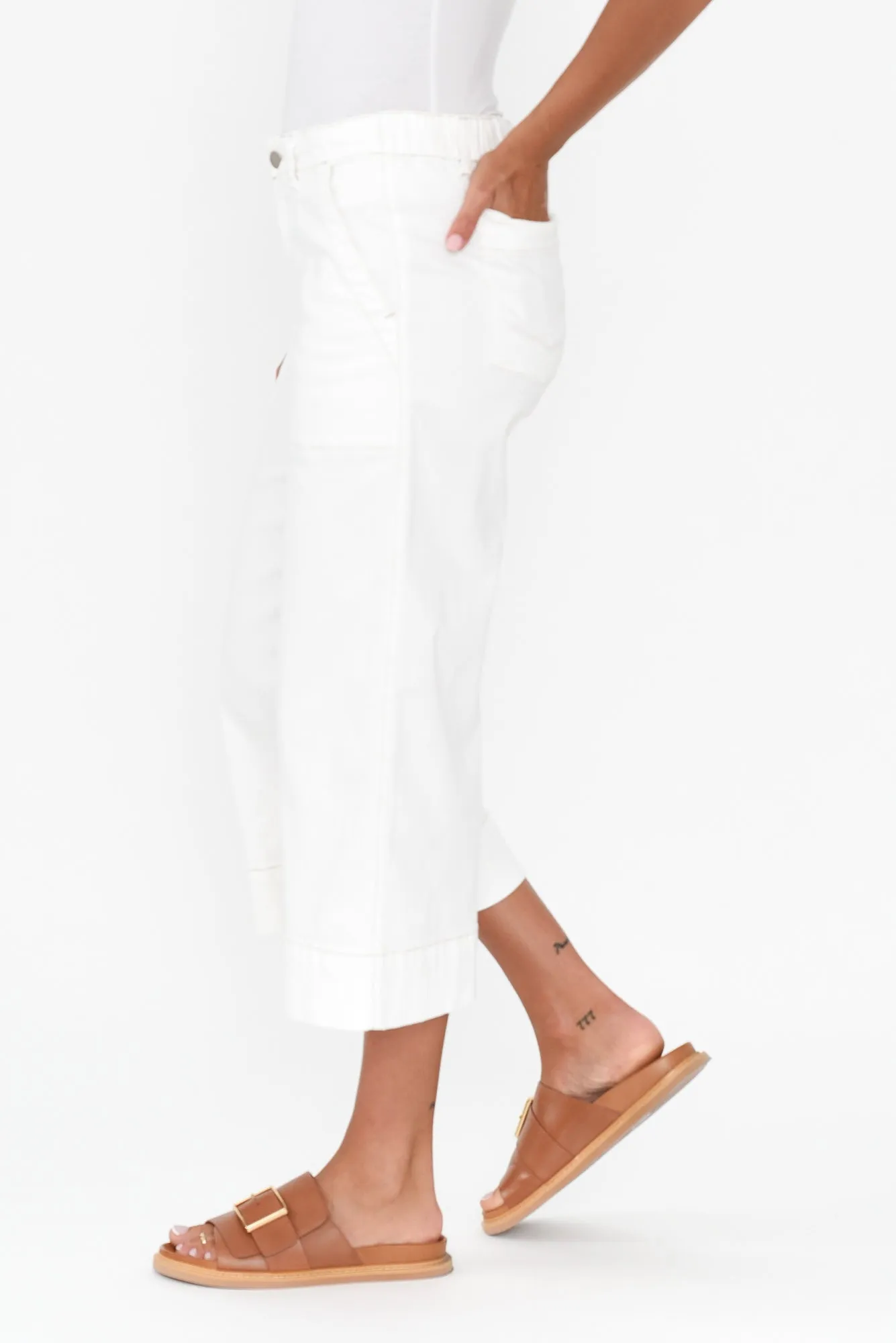 Narcy Ivory Wide Leg Jeans