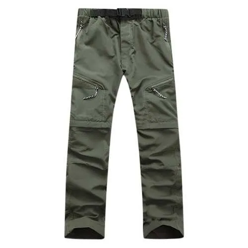 Outdoor Quick Drying Two Detachable Shorts Pants Men's Elastic Waist Drawstring Climbing Hiking Pant