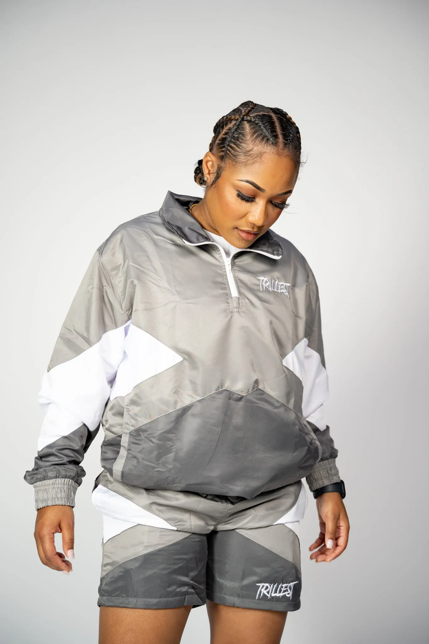 Panel Windbreaker Jacket - Gray\White