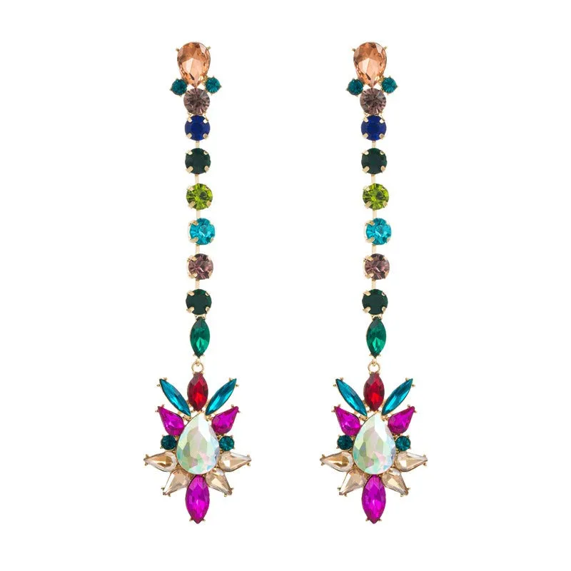 Pre Order:  Geometric Multicolor Rhinestones Drop Earrings