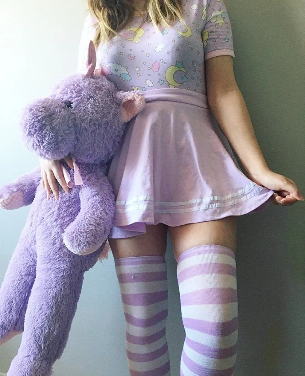 Purple Striped Thigh Highs