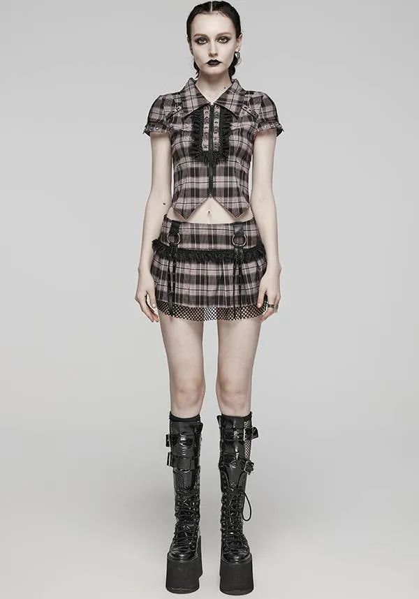 Quinn Tartan [Baby Pink/Black] | MINI SKIRT