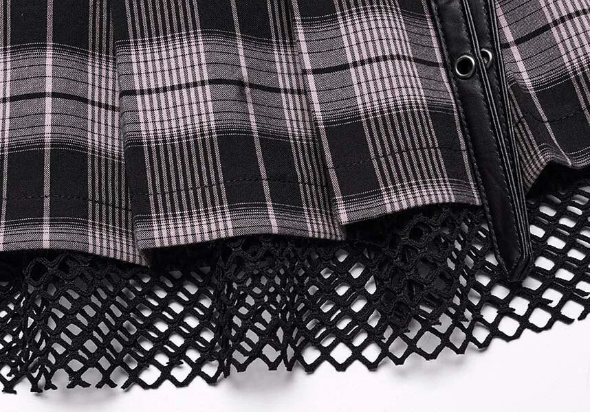 Quinn Tartan [Baby Pink/Black] | MINI SKIRT