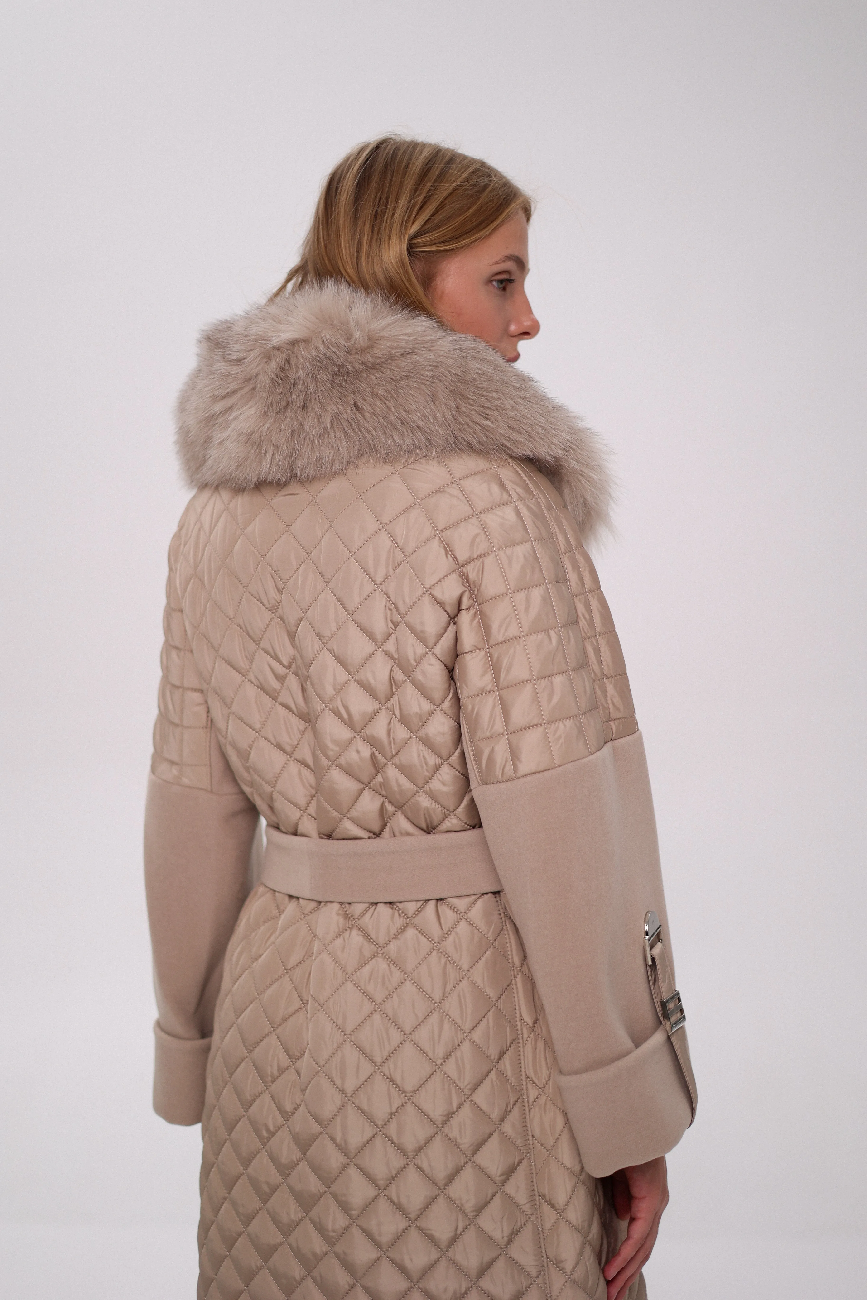 Sienna Genuine Polar Fox Fur Trim Coat