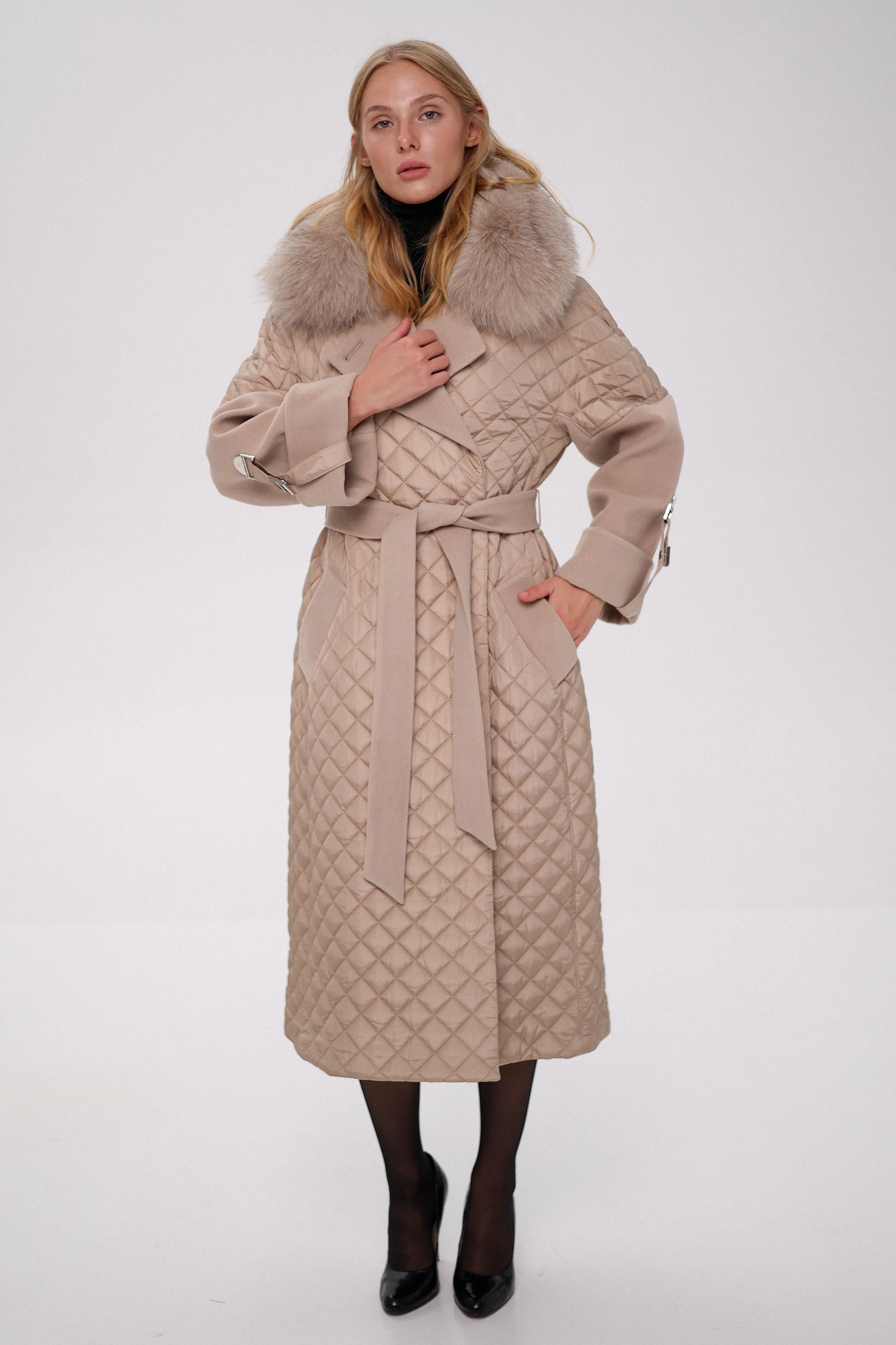 Sienna Genuine Polar Fox Fur Trim Coat