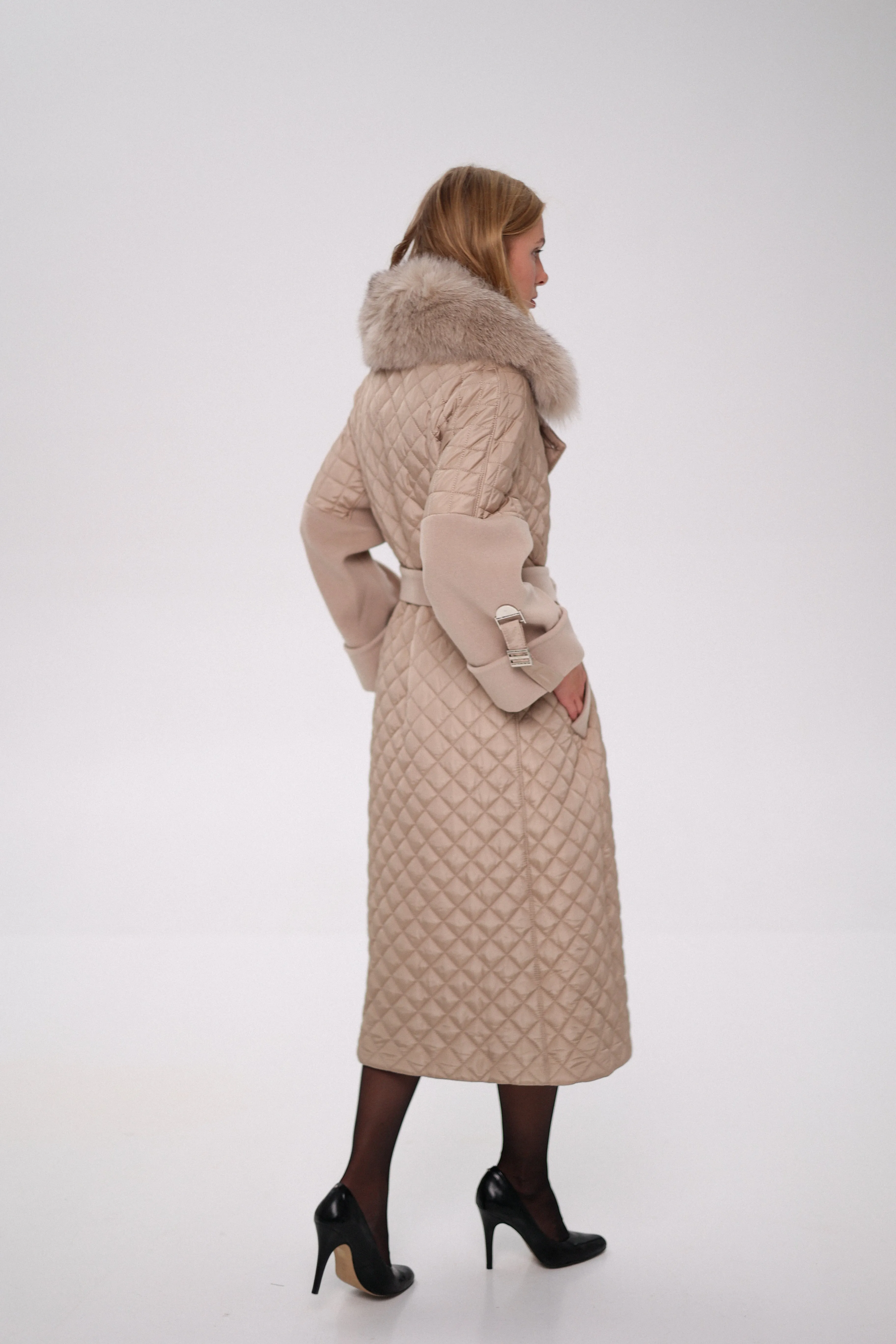 Sienna Genuine Polar Fox Fur Trim Coat