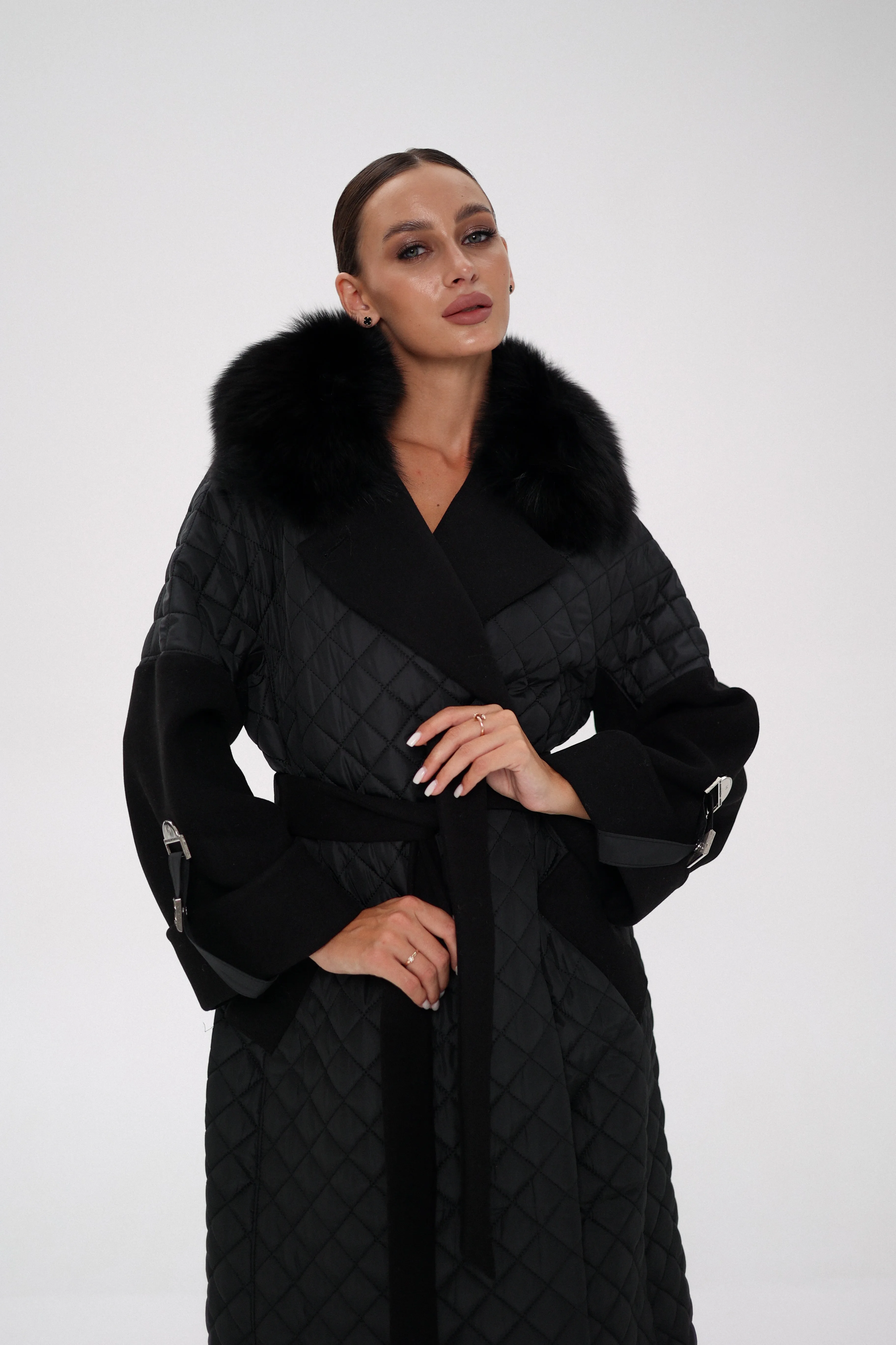 Sienna Genuine Polar Fox Fur Trim Coat