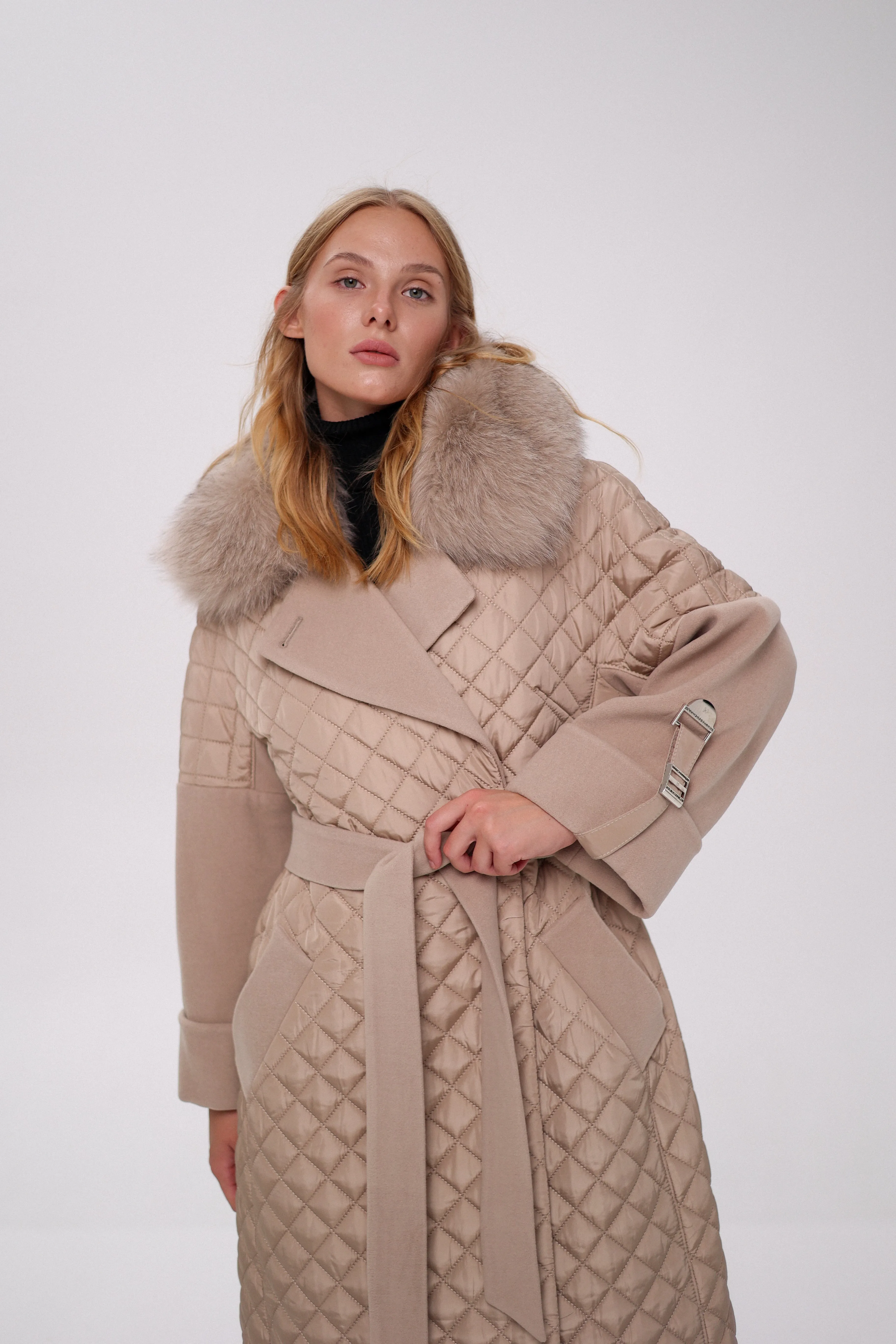 Sienna Genuine Polar Fox Fur Trim Coat