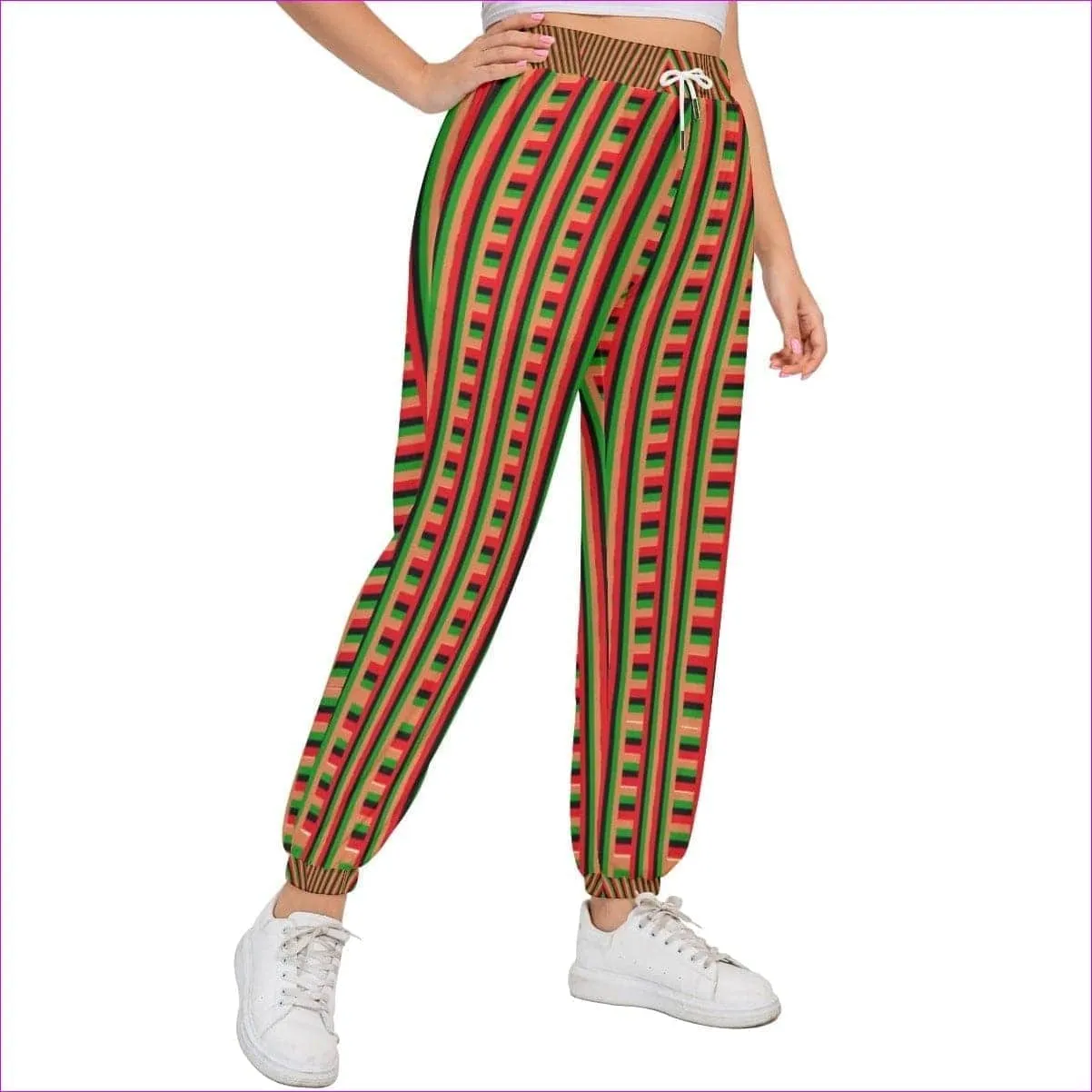 Striped Galore Women's Drawstring Sports Pants Voluptuous ( ) Plus Size