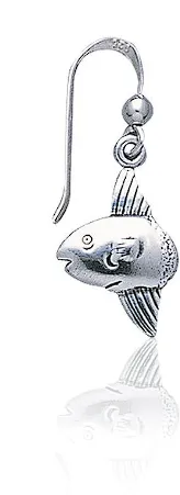 Sun Fish Hook Earrings - Mola Mola 925 Real Sterling Silver