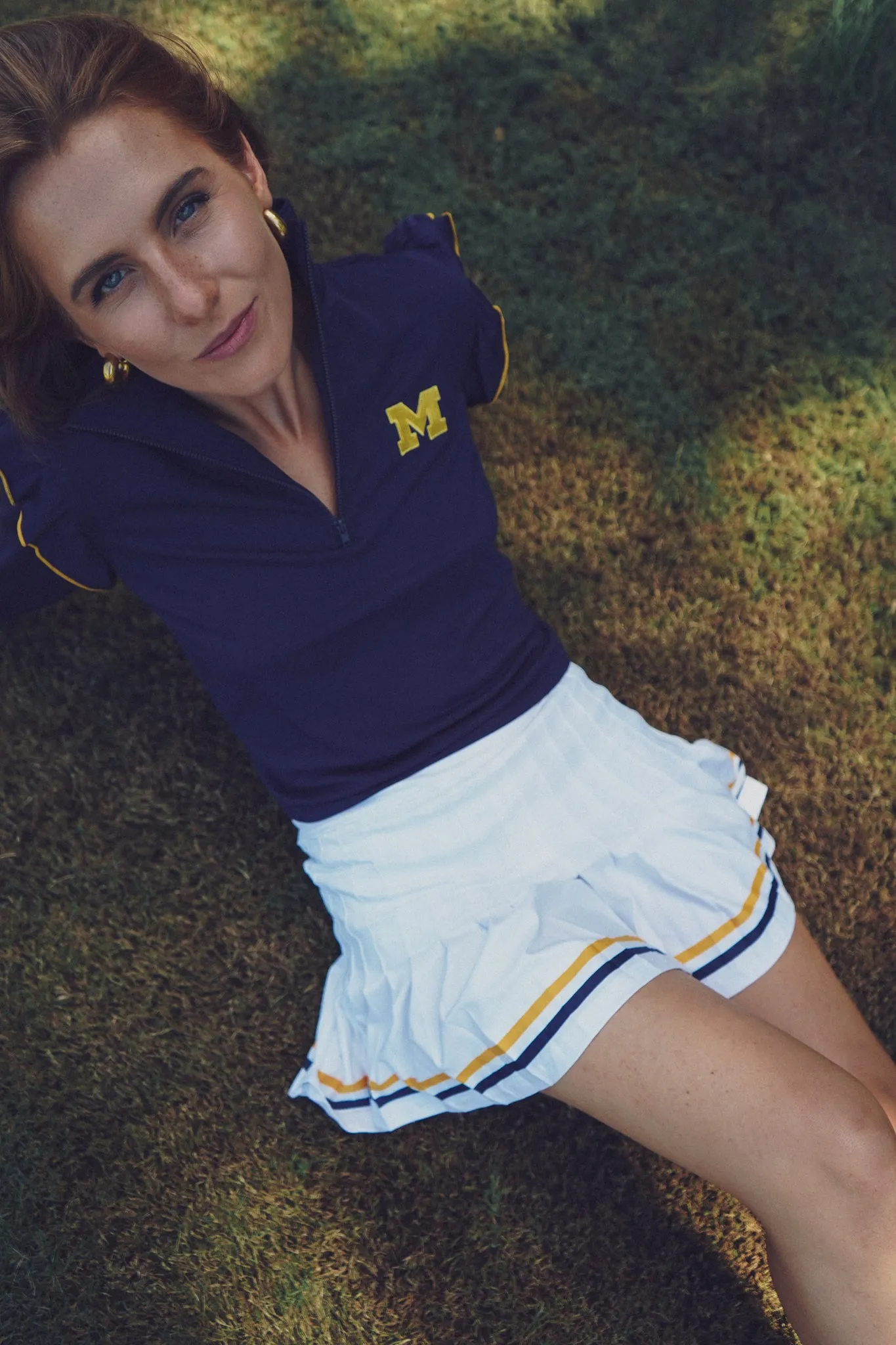 Tailgate Collection Gwen Skort - White with Michigan Blue/Maize