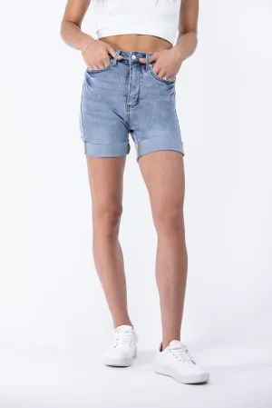 The Ivy From Judy Blue: High-Rise Tummy Control Cool Denim Shorts