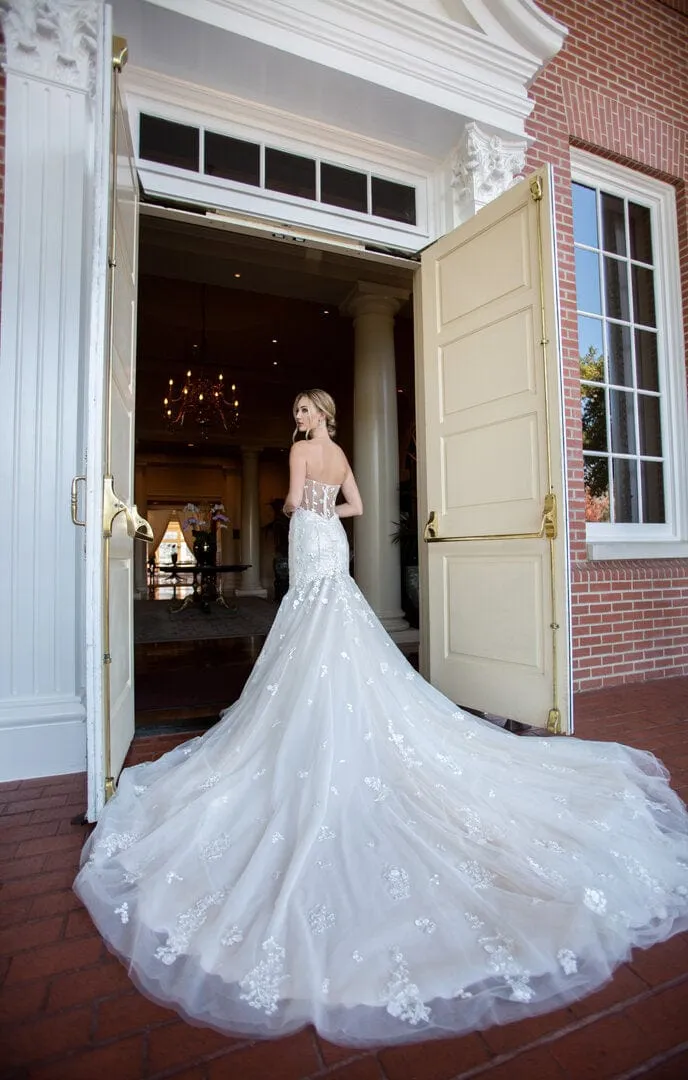 Tulle Lace - Two-Piece Mermaid Wedding Dress With Sleeves Top Skirt, Blush