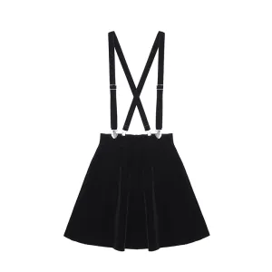 VenusFox Black Velvet Punk Love Strap Mini Skirt