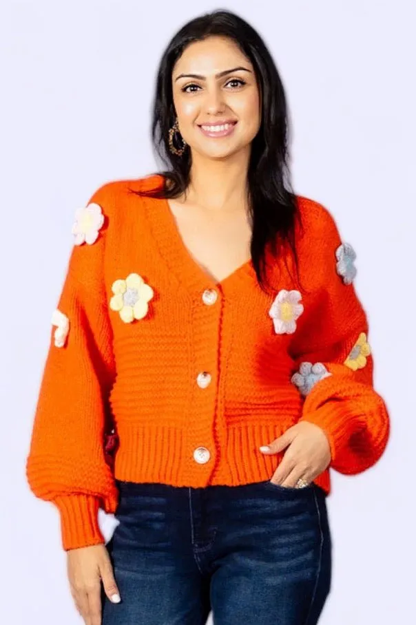 Where Daisies Bloom Floral Patched Cardigan